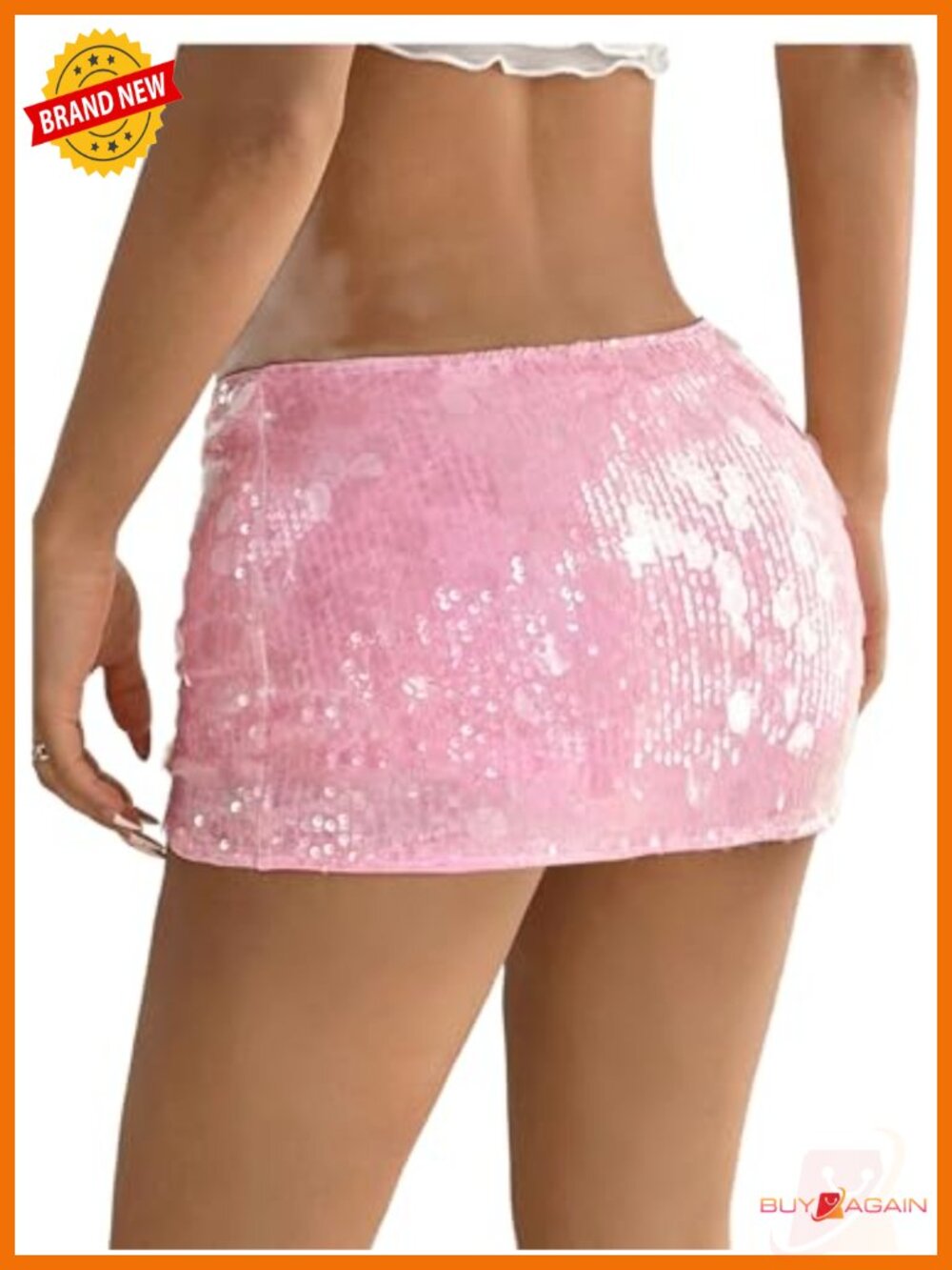 Sequin Low Rise Bodycon Mini Skort with Zipper for Going Out